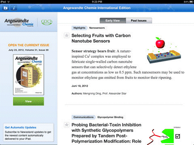 Screenshot Angewandte iPad app