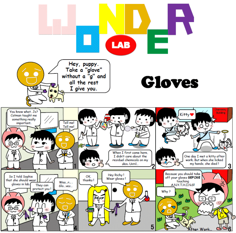 Wonderlab Comic on ChemistryViews.org: Gloves