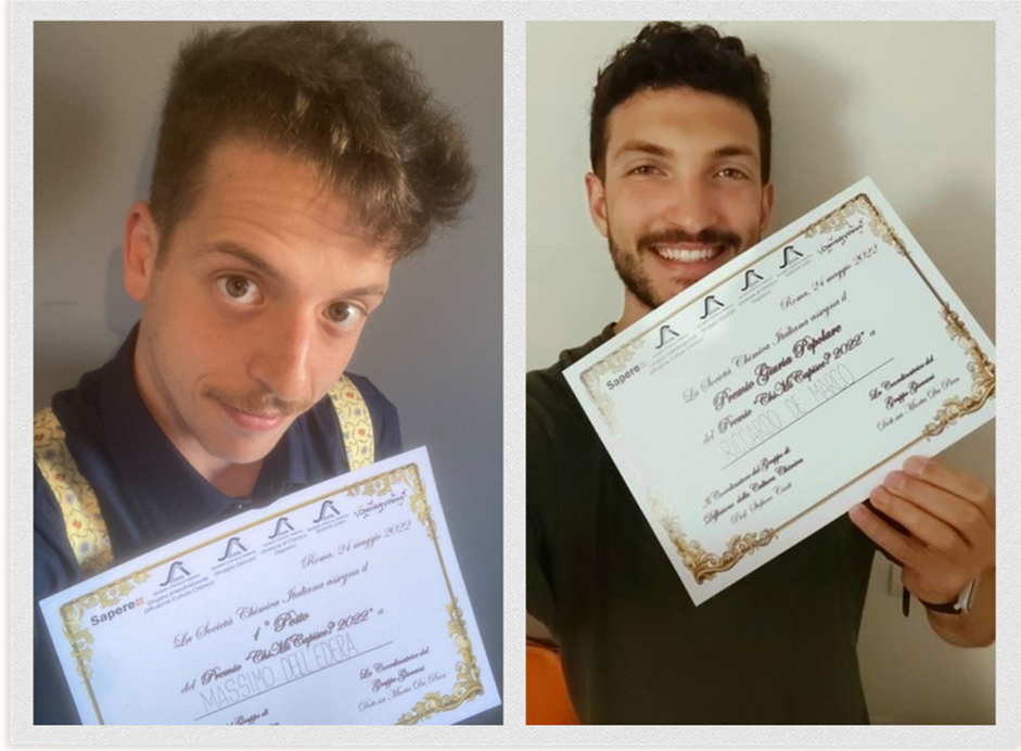 The winners of the “ChiMiCapisce?” Prize 2022: on the left Massimo Dell’Edera, the First Place winner; on the right Riccardo De Marco, winner of the Public’s Choice Prize