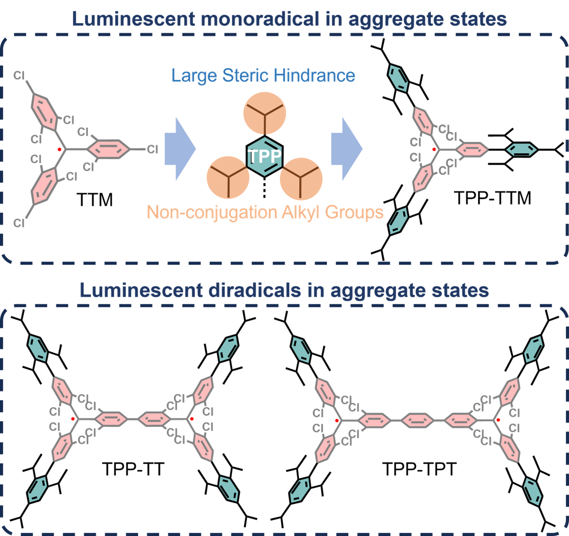 Intrinsic Luminescence of Pure Organic Mono- and Di-Radicals in Aggregated States