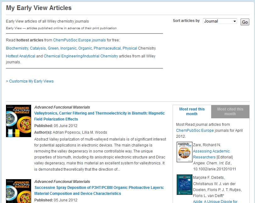 Early View Section at ChemistryViews.org