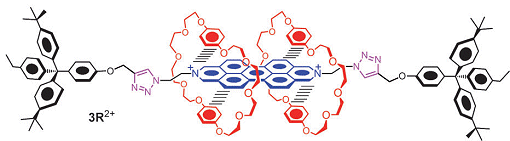 Two donor rings threaded through one diazaperopyrenium cation receptor 