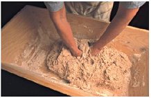 A sticky, non-moldable dough mixture
