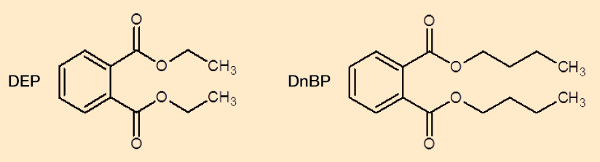 Structures of diethyl phthalate (DEP) and di-<em>n</em>-butyl phthalate (DnBP)
