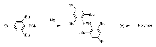 Steric protection of diphosphenes which precludes their use in polymerization