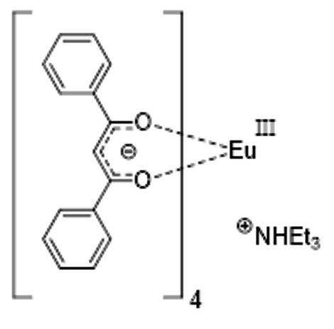 Chemical structure of Europium tetrakis dibenzoylmethide triethylammonium