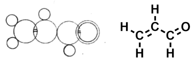 Structure of acrolein in Loschmidt's notation and modern representation